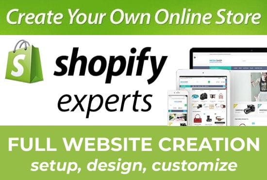 Gig Preview - Create shopify website or shopify dropshipping store