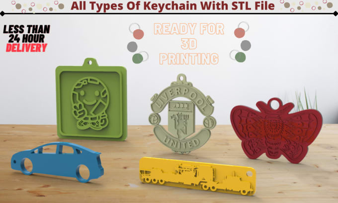 Gig Preview - Make keychain ready for 3d printing with stl,step file