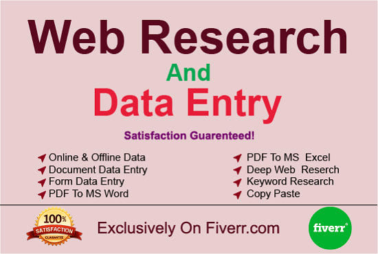 Gig Preview - Do excellent data entry work, copy paste and internet research