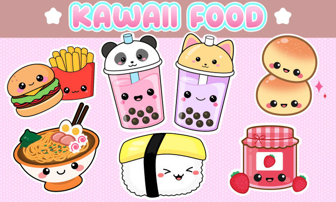 Gig Preview - Draw cute kawaii food or drink illustration sticker cartoon