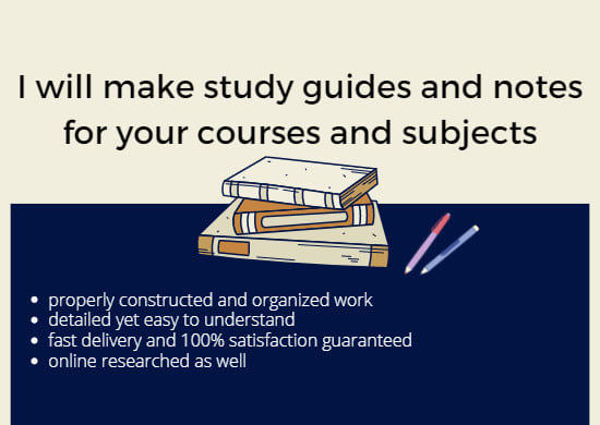 Gig Preview - Make study guides and notes for your courses