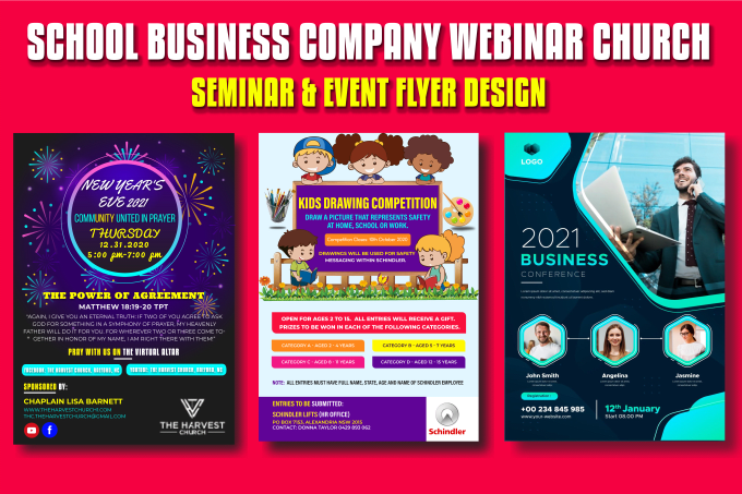 Gig Preview - Do elegant school business company webinar church conference event flyer design