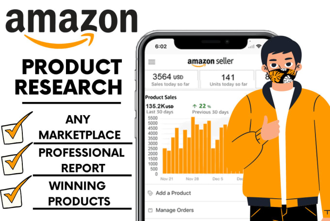 Gig Preview - Amazon product research for fba to get winning products with product hunting pl