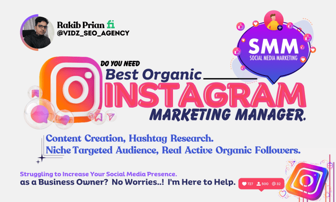 Gig Preview - Organically grow instagram followers and engagement, organic growth manager