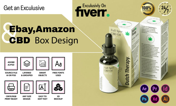 Gig Preview - Design ebay, amazon and cbd  packaging boxes