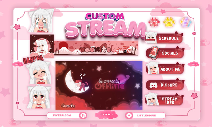 Gig Preview - Create custom streamer pack emotes, banners, logo, overlay