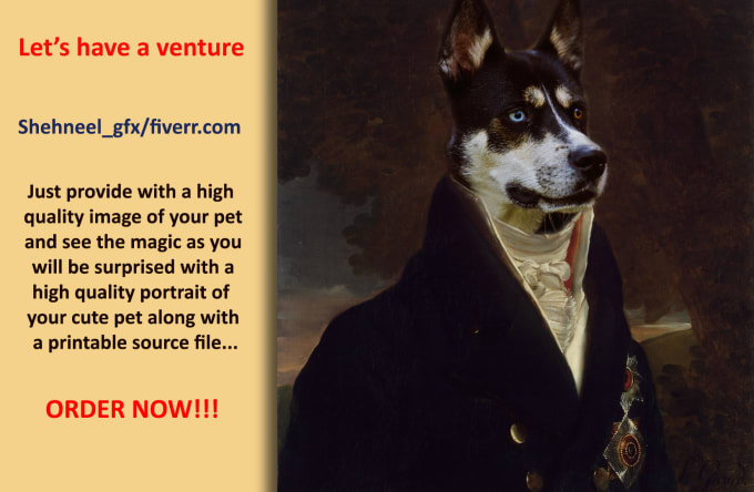 Gig Preview - Make custom royal pet portrait renaissance high quality