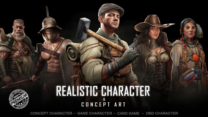 Gig Preview - Our agency will design realistic fantasy dnd game character illustration