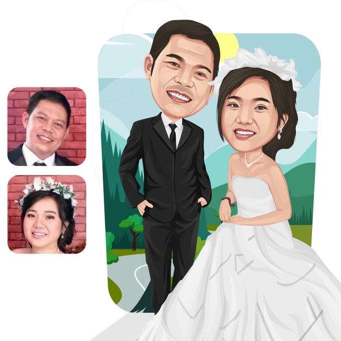 Gig Preview - Draw caricatures illustration for couple, families, weddings