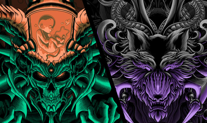 Gig Preview - Create a darkart illustration for band merchandise