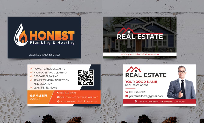 Gig Preview - Design business card for real estate, plumbing, auto detailing, lawn care, solar