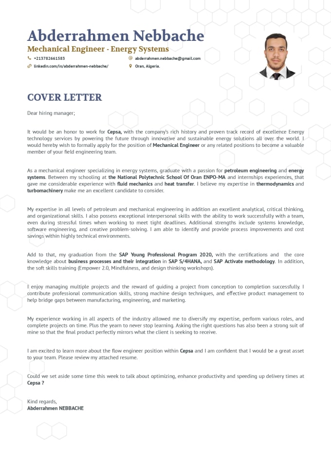 Gig Preview - Create a cover letter for a specific company and specific position