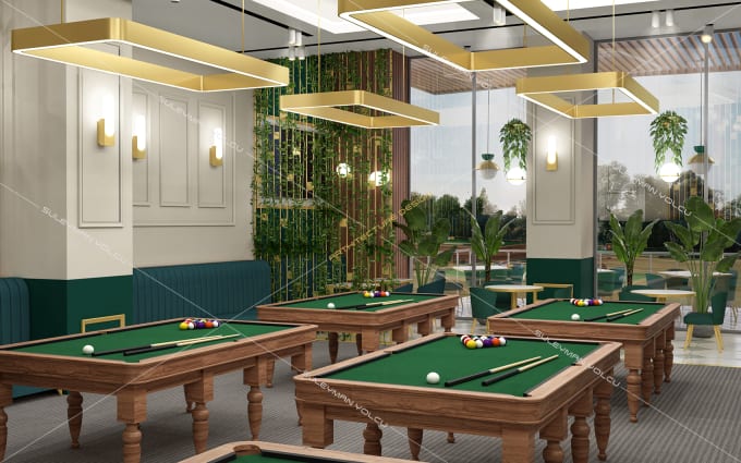 Gig Preview - Billiard club , snooker club, internal concept 3d design