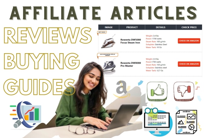 Gig Preview - Write amazon affiliate articles, buying guides, blogs, website SEO content