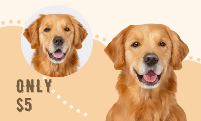 Gig Preview - Draw your cat, dog, or any pet into cartoon vector portraits