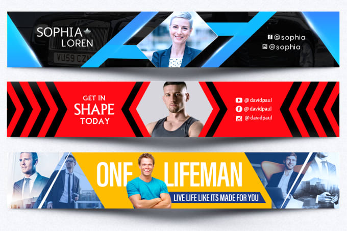 Gig Preview - Design catchy youtube banner, logo, facebook banner, fb