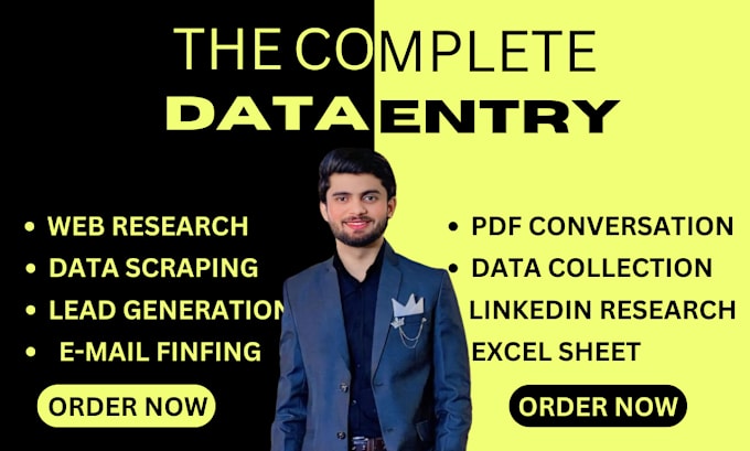 Gig Preview - Do perfect data entry web research scraping mining lead generation in 24hours