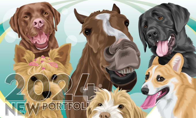 Gig Preview - Draw your cat, dog, or any pet into cartoon vector portrait