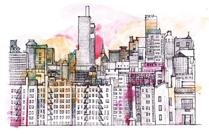 Gig Preview - Draw watercolor hand sketches of urban and city sceneries