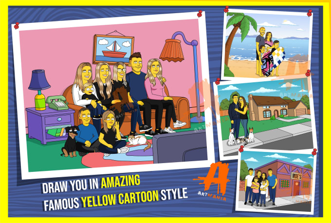 Gig Preview - Draw you in amazing famous yellow cartoon style