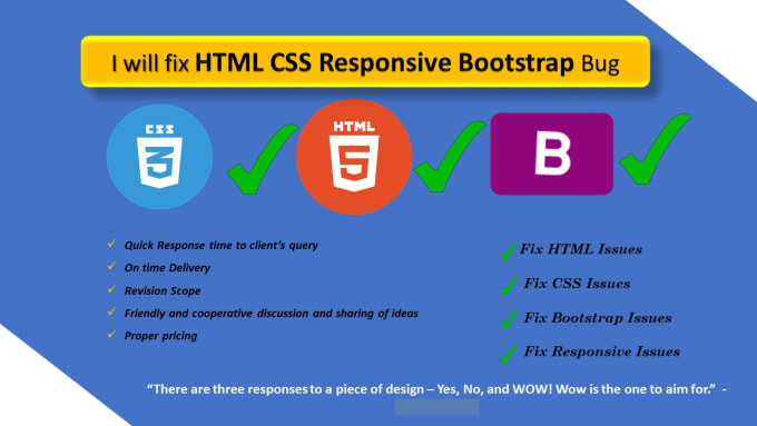 Gig Preview - Fix html css bootstrap and responsive bug fixing