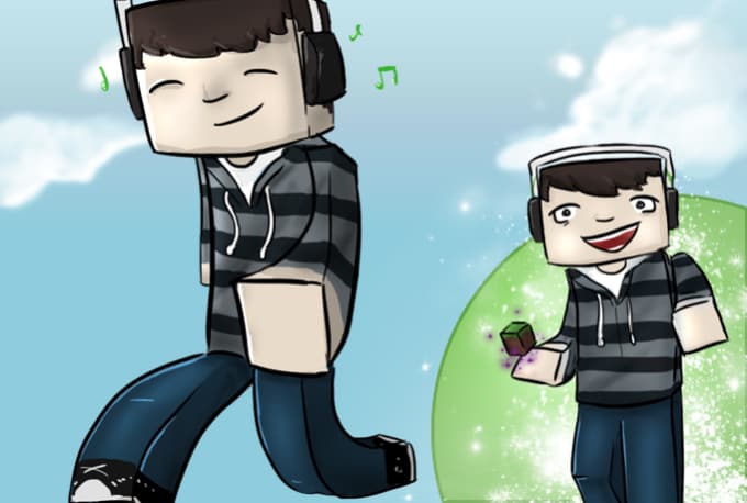  Draw you as a blocky minecraft character by Bartokay