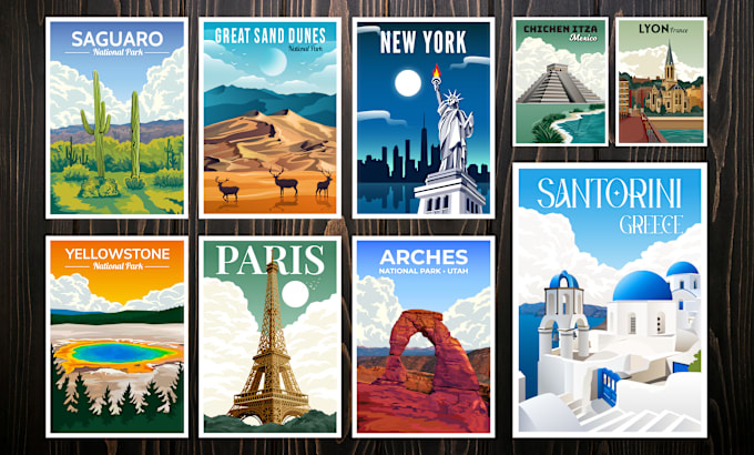 Gig Preview - Design a professional retro vintage travel poster