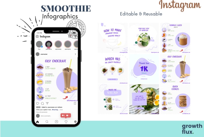 Gig Preview - Design smoothie, nutrion infographics for instagram