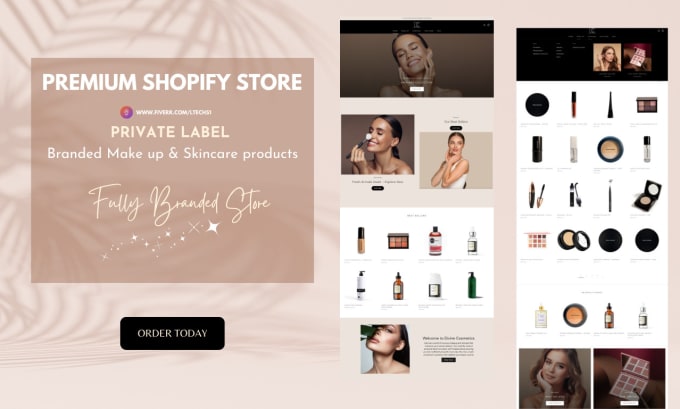 Gig Preview - Create a private label makeup beauty dropship shopify store