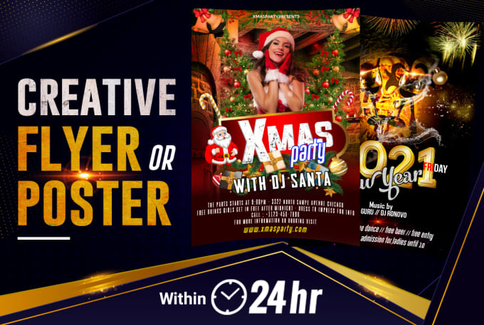 Gig Preview - Create dj, club, disco, party, christmas, new year flyer poster design