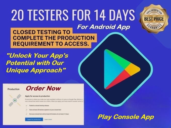 Gig Preview - Closed testing with 12 testers for 14 consecutive days to publish android app