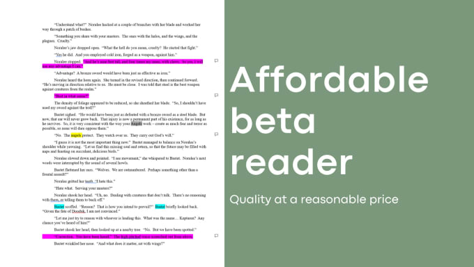 Gig Preview - Be your affordable beta reader