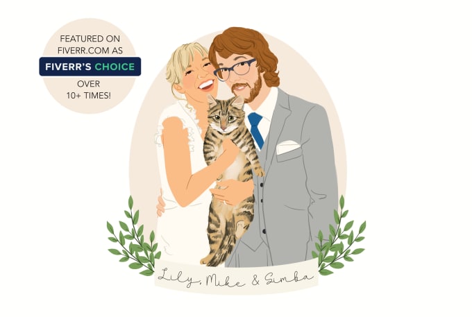 Bestseller - draw cute couple and wedding portrait illustration