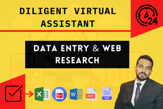 Gig Preview - Be your diligent virtual assistant for data entry