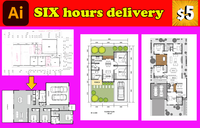 Gig Preview - Do real estate floor plan in 6 hours