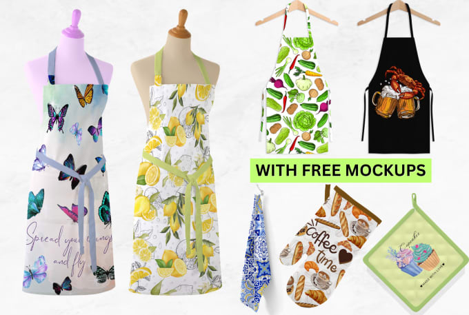 Gig Preview - Create designs for aprons, kitchen clothes, and cutting board stickers