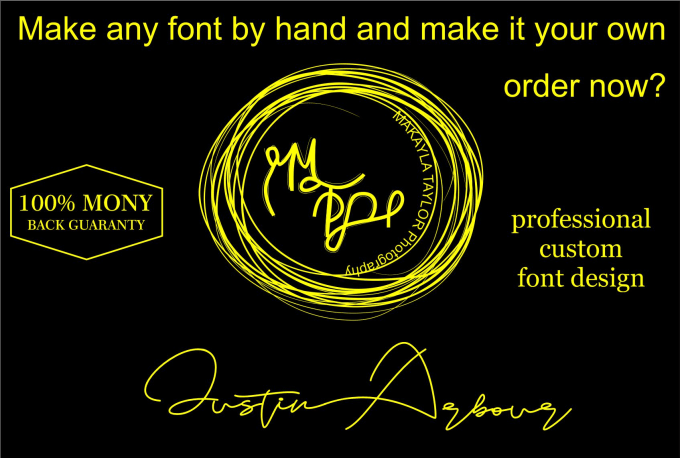 Gig Preview - Make the custom font by hand then I make it your own