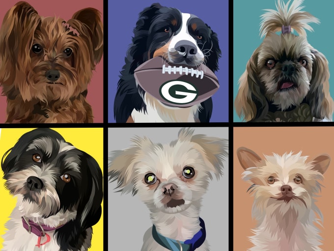 Gig Preview - Draw dog animal pets cartoon portrait vector art in 24 hours