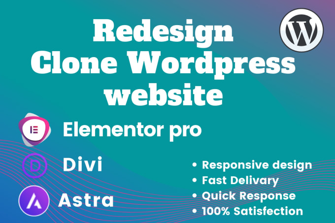 Gig Preview - Redesign duplicate clone wordpress website using elementor astra or divi