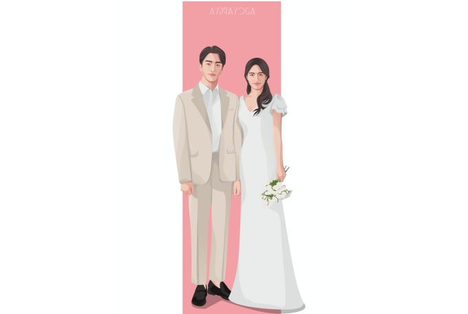 Gig Preview - Draw couple and wedding portrait into vector cartoon