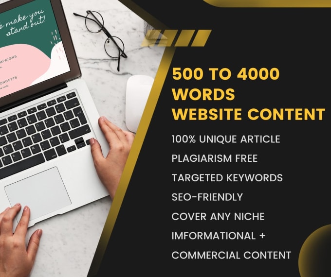 Gig Preview - Write 500 to 4000 words website content for you