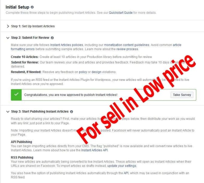 Gig Preview - Sell fresh new approved facebook instant articles with all setup