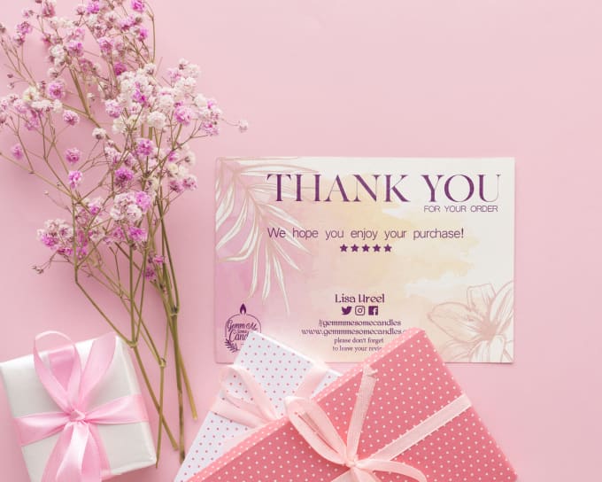 Gig Preview - Design amazon etsy thank you card, product insert,