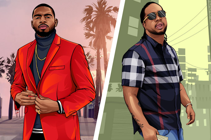 Gig Preview - Draw gta style vector cartoon portrait from your photo