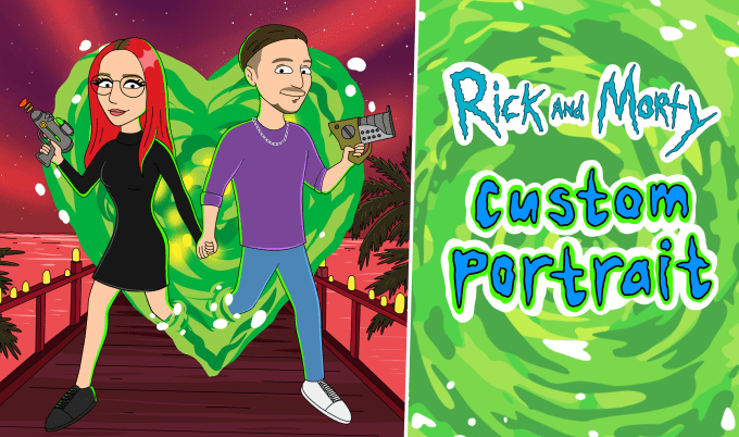 Gig Preview - Draw people rick and morty cartoon portrait