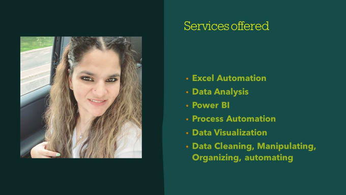 Gig Preview - Create data visualization dashboard , analyze automate excel