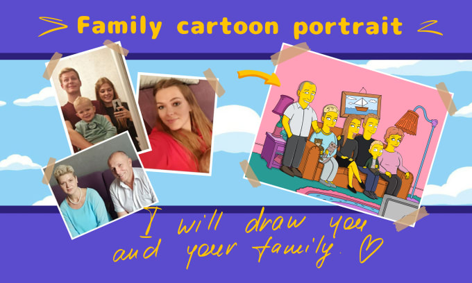 Gig Preview - Draw yellow cartoon portrait for a couples