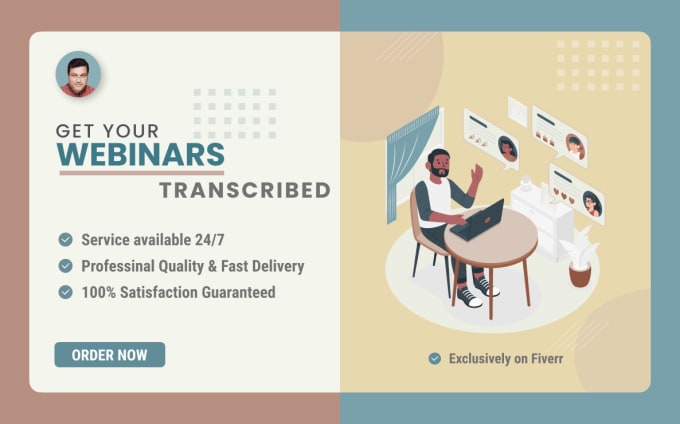 Gig Preview - Transcribe your webinar with highest quality transcripts in 24 hours