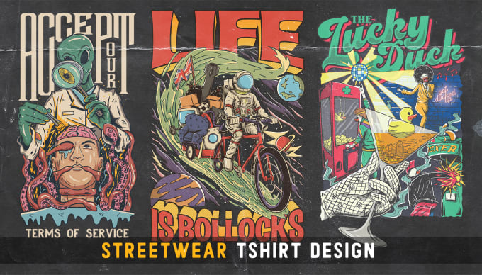 Gig Preview - Create streetwear design and illustration for tshirt merch