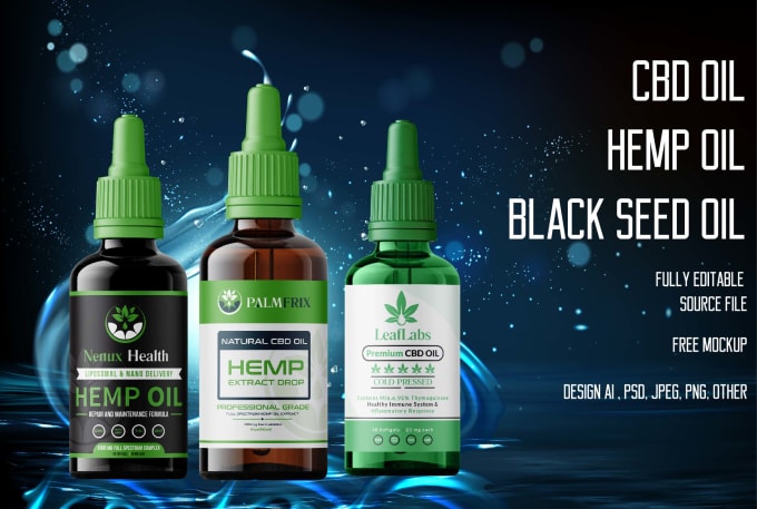 Gig Preview - Design cbd label, hemp label, bottle label and product label design